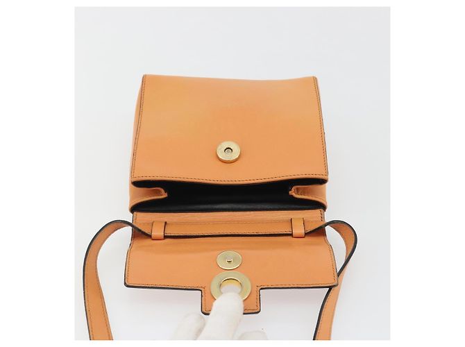 Céline Borsa a Spalla CELINE Circle in Pelle Arancione Oro Auth 190471A D'oro - vista 10