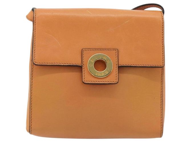 Céline Borsa a Spalla CELINE Circle in Pelle Arancione Oro Auth 190471A D'oro - vista 13