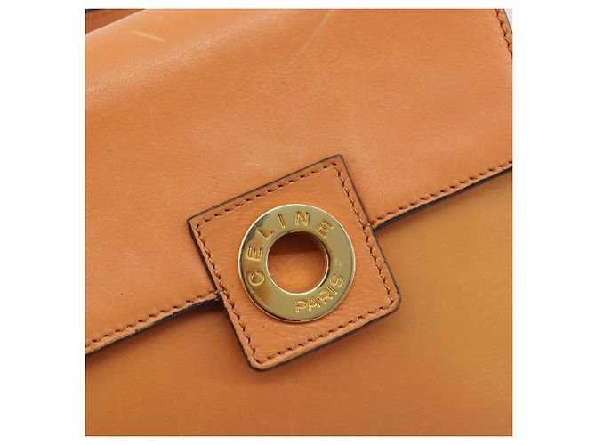 Céline Borsa a Spalla CELINE Circle in Pelle Arancione Oro Auth 190471A D'oro - vista 17