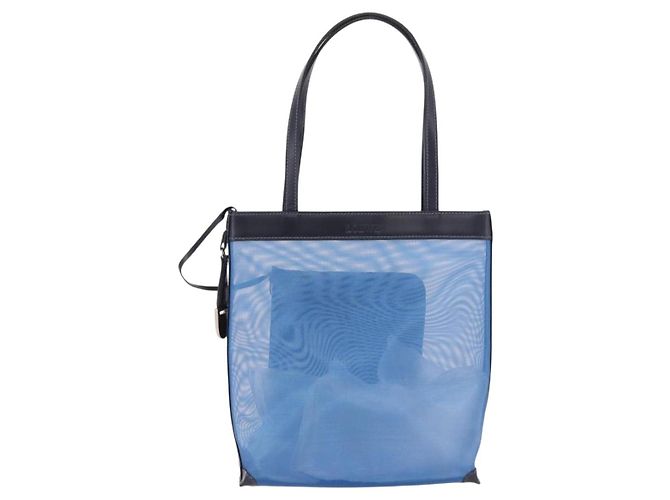 Borsa Tote LOEWE Nylon Mesh Blue Silver Auth bs35980 Argento - vista 13
