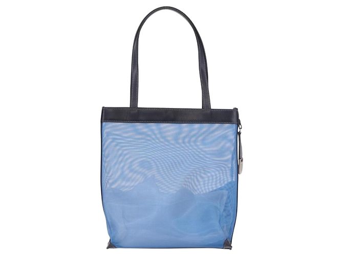 Borsa Tote LOEWE Nylon Mesh Blue Silver Auth bs35980 Argento - vista 2
