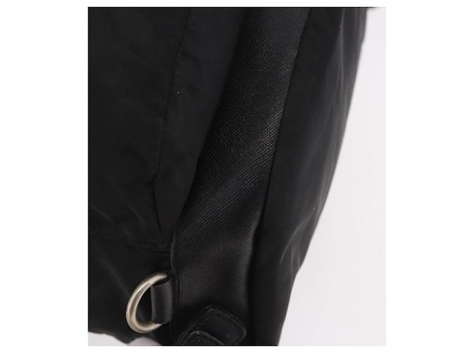 Zaino PRADA Nylon Nero Argento Auth 188443 - vista 16