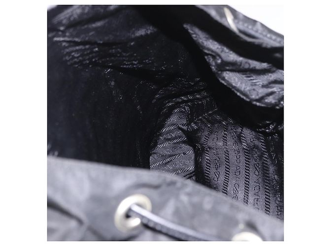 Zaino PRADA Nylon Nero Argento Auth 188443 - vista 24
