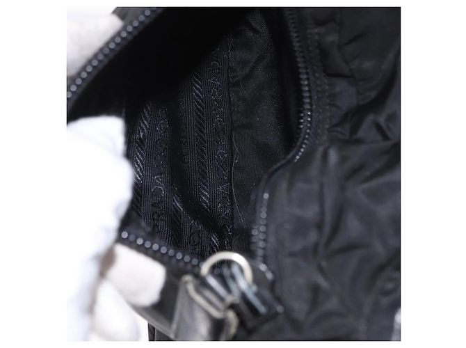 Zaino PRADA Nylon Nero Argento Auth 188443 - vista 25