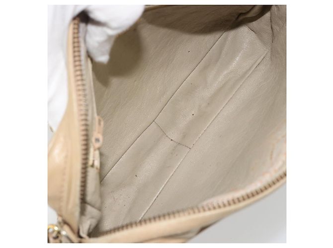 CHANEL Matelasse Chain Shoulder Bag Lamb Skin Beige Gold CC Auth 191285 D'oro - vista 10