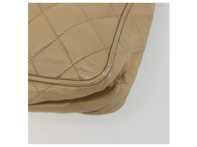CHANEL Matelasse Chain Shoulder Bag Lamb Skin Beige Gold CC Auth 191285 D'oro - vista 14