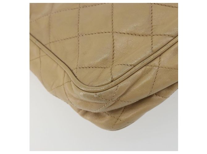 CHANEL Matelasse Chain Shoulder Bag Lamb Skin Beige Gold CC Auth 191285 D'oro - vista 17