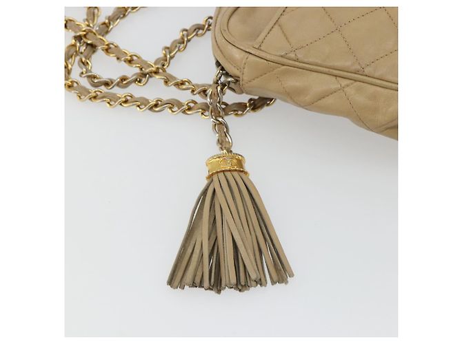 CHANEL Matelasse Chain Shoulder Bag Lamb Skin Beige Gold CC Auth 191285 D'oro - vista 18