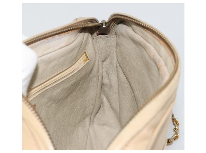 CHANEL Matelasse Chain Shoulder Bag Lamb Skin Beige Gold CC Auth 191285 D'oro - vista 20