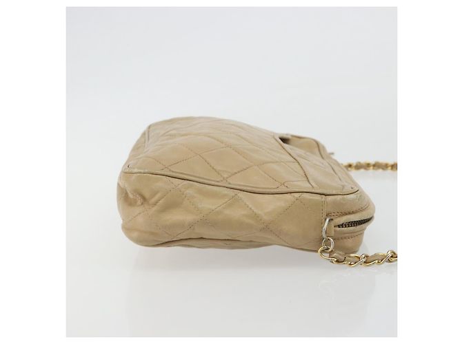 CHANEL Matelasse Chain Shoulder Bag Lamb Skin Beige Gold CC Auth 191285 D'oro - vista 3