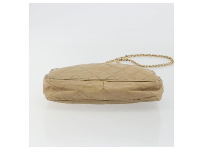 CHANEL Matelasse Chain Shoulder Bag Lamb Skin Beige Gold CC Auth 191285 D'oro - vista 5