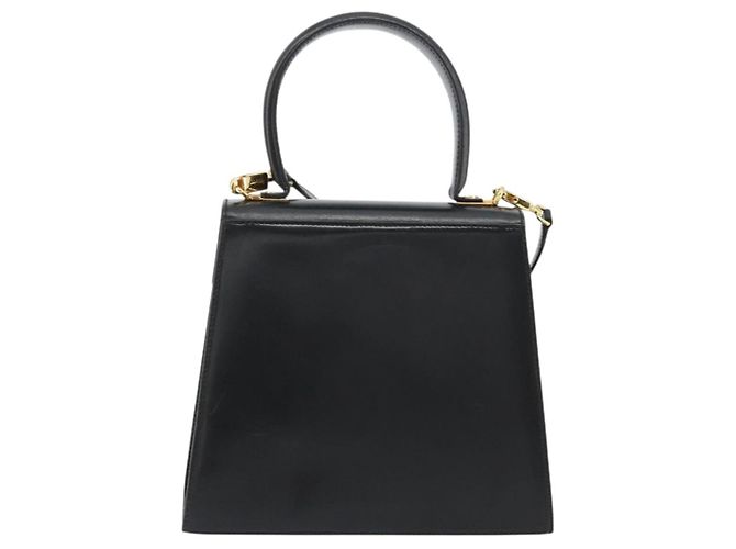 Bolso Salvatore Ferragamo Gancini de Cuero 2way Negro Oro Auth 190688 Dorado - vista 2