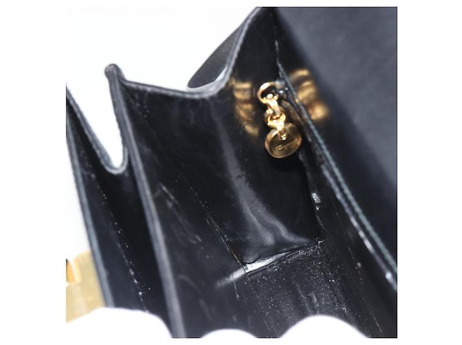 Bolso Salvatore Ferragamo Gancini de Cuero 2way Negro Oro Auth 190688 Dorado - vista 23