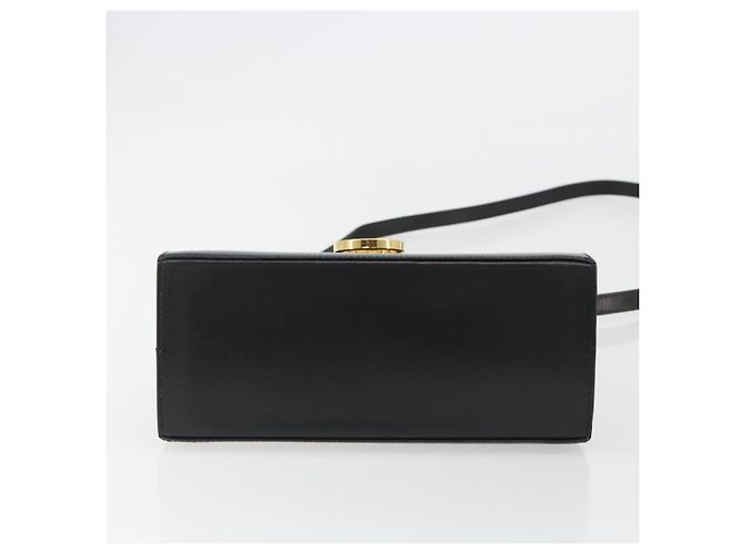 Bolso Salvatore Ferragamo Gancini de Cuero 2way Negro Oro Auth 190688 Dorado - vista 5