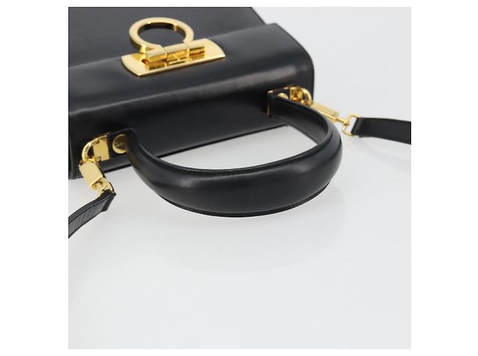 Bolso Salvatore Ferragamo Gancini de Cuero 2way Negro Oro Auth 190688 Dorado - vista 7