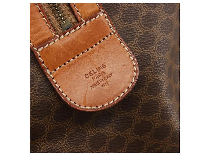 Céline CELINE Boston Tasche Macadam Canvas PVC Leder Braun Gold Auth ep14989A Golden - Ansicht 12