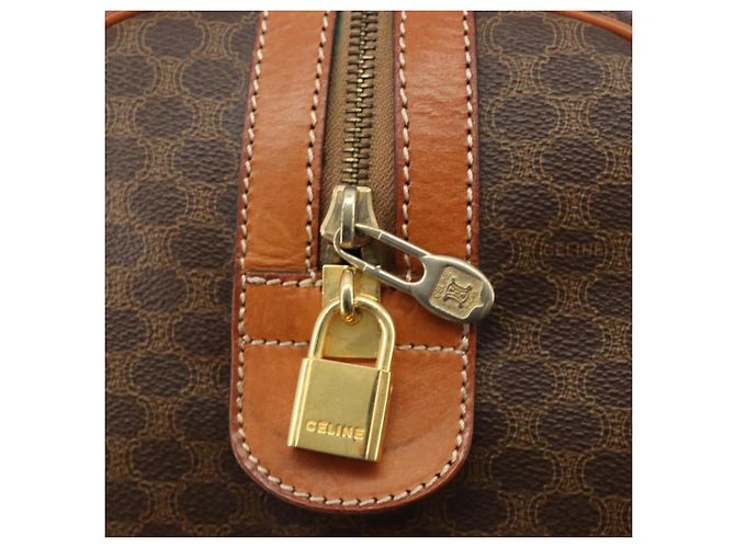 Céline CELINE Boston Tasche Macadam Canvas PVC Leder Braun Gold Auth ep14989A Golden - Ansicht 18
