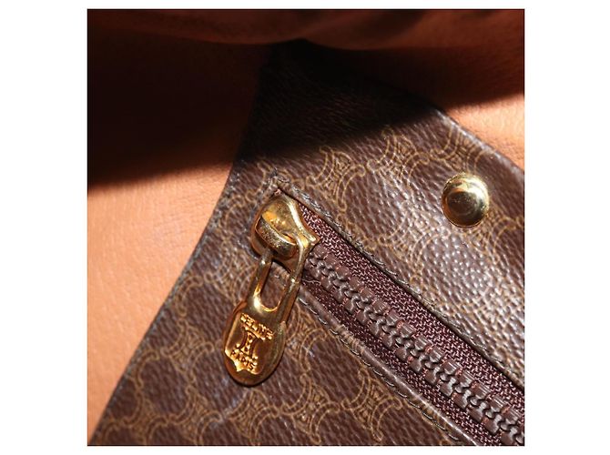 Céline CELINE Boston Tasche Macadam Canvas PVC Leder Braun Gold Auth ep14989A Golden - Ansicht 21