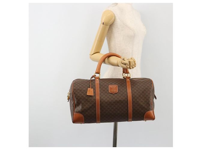 Céline CELINE Boston Tasche Macadam Canvas PVC Leder Braun Gold Auth ep14989A Golden - Ansicht 23