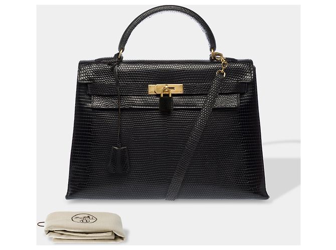Hermès Borsa HERMES Kelly 32 in Pelle Esotica Nera - 103466 Nero - vista 2