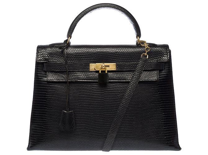 Hermès Borsa HERMES Kelly 32 in Pelle Esotica Nera - 103466 Nero - vista 3
