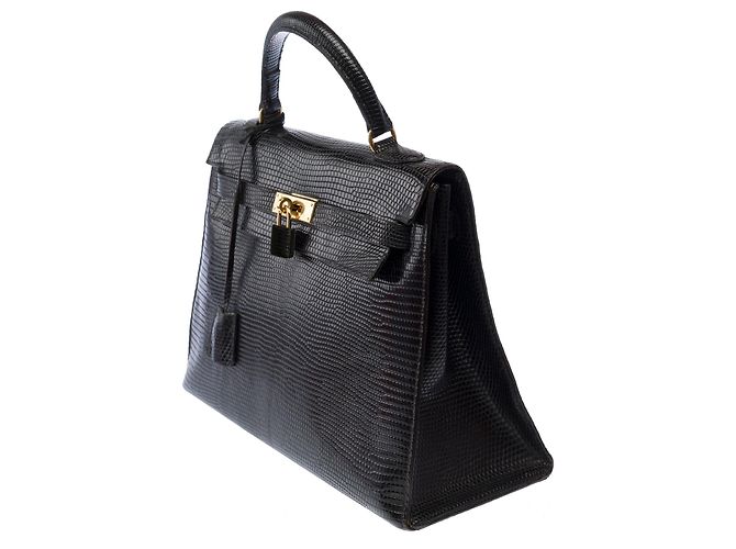 Hermès Borsa HERMES Kelly 32 in Pelle Esotica Nera - 103466 Nero - vista 5