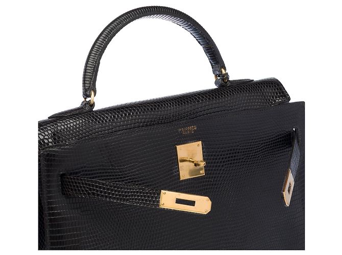 Hermès Borsa HERMES Kelly 32 in Pelle Esotica Nera - 103466 Nero - vista 7