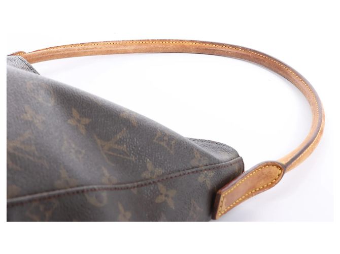 Borsa a tracolla Louis Vuitton Looping GM in tela Monogram marrone M51145 Beige - vista 14