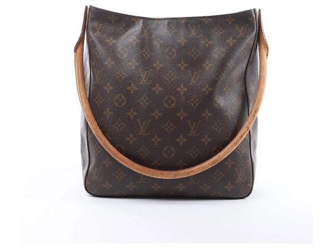 Borsa a tracolla Louis Vuitton Looping GM in tela Monogram marrone M51145 Beige - vista 15