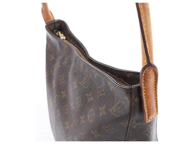 Borsa a tracolla Louis Vuitton Looping GM in tela Monogram marrone M51145 Beige - vista 3