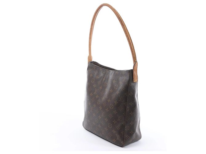 Borsa a tracolla Louis Vuitton Looping GM in tela Monogram marrone M51145 Beige - vista 4