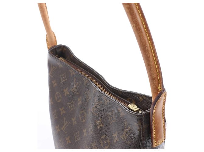 Borsa a tracolla Louis Vuitton Looping GM in tela Monogram marrone M51145 Beige - vista 5