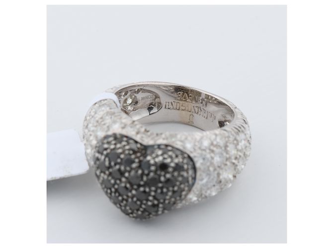 Anello De Grisogono Black Diamond Heart, Misura 51 Bianco - vista 10