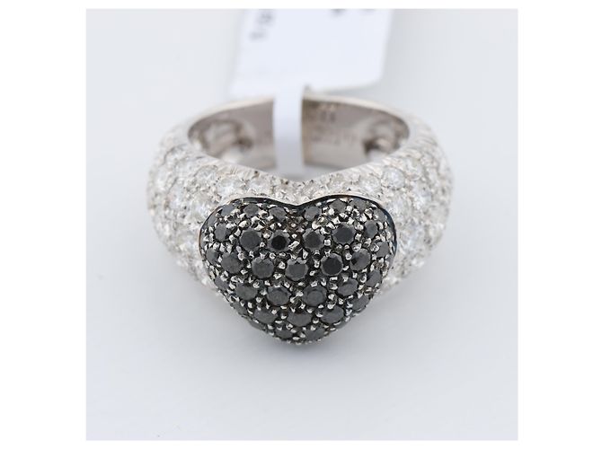 Anello De Grisogono Black Diamond Heart, Misura 51 Bianco - vista 3