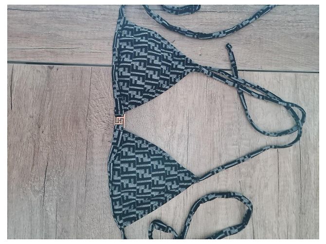 Fendi FF Monogramm Bikini-Set Schwarz Grau - Ansicht 3