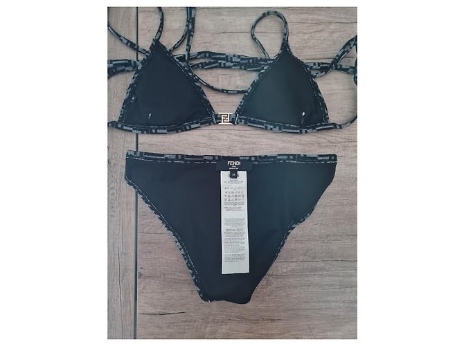 Fendi FF Monogramm Bikini-Set Schwarz Grau - Ansicht 4