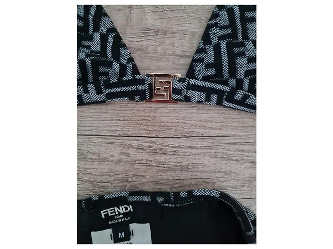 Fendi FF Monogramm Bikini-Set Schwarz Grau - Ansicht 7