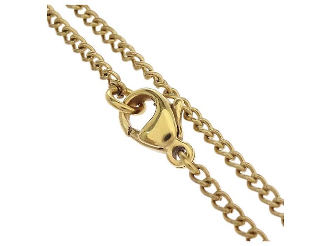 Choker Chanel Vintage CC con pendente rotondo in metallo D'oro - vista 3
