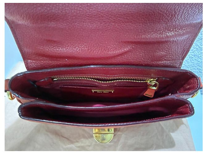 Borsa a tracolla in pelle Miu Miu Madras Rosso Arancio Arancione - vista 13