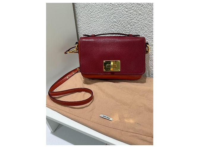 Borsa a tracolla in pelle Miu Miu Madras Rosso Arancio Arancione - vista 15