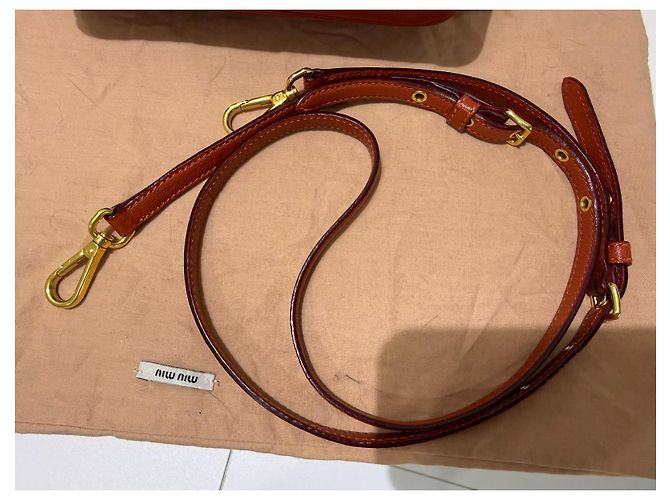 Borsa a tracolla in pelle Miu Miu Madras Rosso Arancio Arancione - vista 3