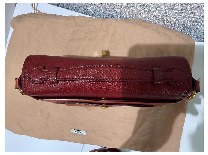 Borsa a tracolla in pelle Miu Miu Madras Rosso Arancio Arancione - vista 5