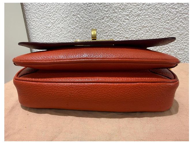 Borsa a tracolla in pelle Miu Miu Madras Rosso Arancio Arancione - vista 6