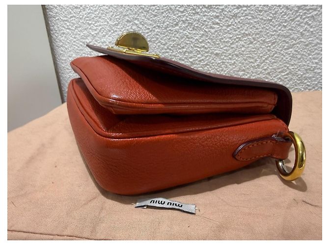 Borsa a tracolla in pelle Miu Miu Madras Rosso Arancio Arancione - vista 7
