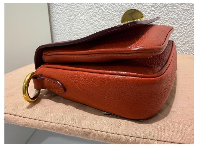 Borsa a tracolla in pelle Miu Miu Madras Rosso Arancio Arancione - vista 8
