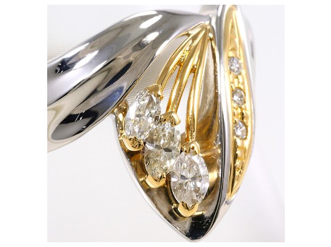 Autre Marque Elegenter 18K Gelbgold- und Platin-Ring Golden - Ansicht 2