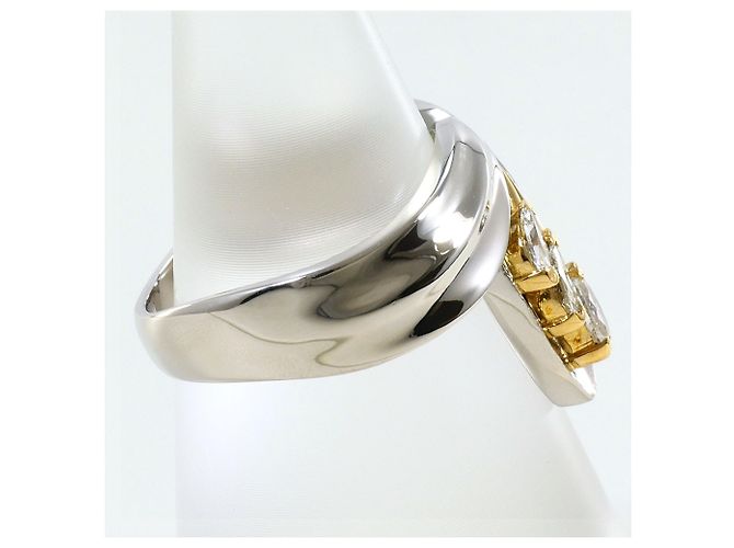 Autre Marque Elegenter 18K Gelbgold- und Platin-Ring Golden - Ansicht 3