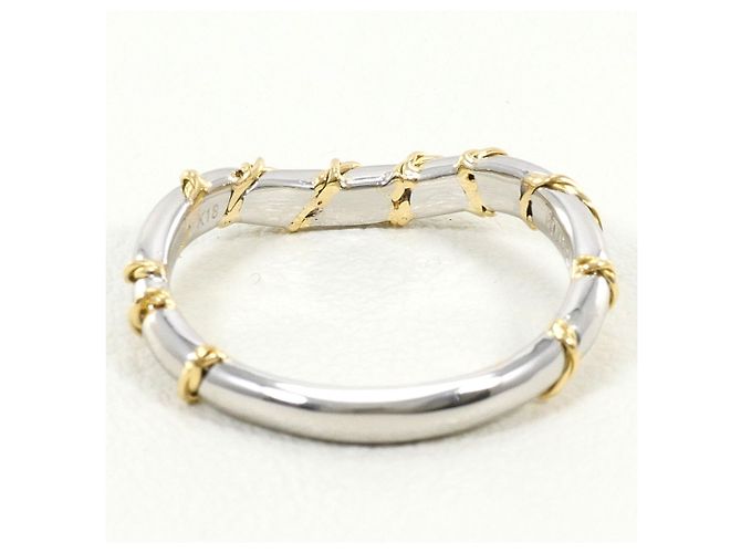 Autre Marque 18K Gelbgold- und Platin-Ring mit Diamant Golden - Ansicht 3