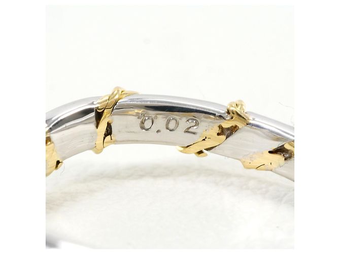 Autre Marque 18K Gelbgold- und Platin-Ring mit Diamant Golden - Ansicht 4