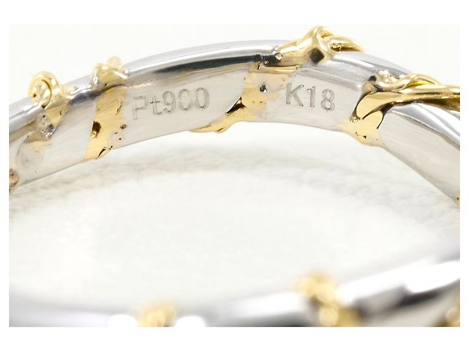 Autre Marque 18K Gelbgold- und Platin-Ring mit Diamant Golden - Ansicht 5